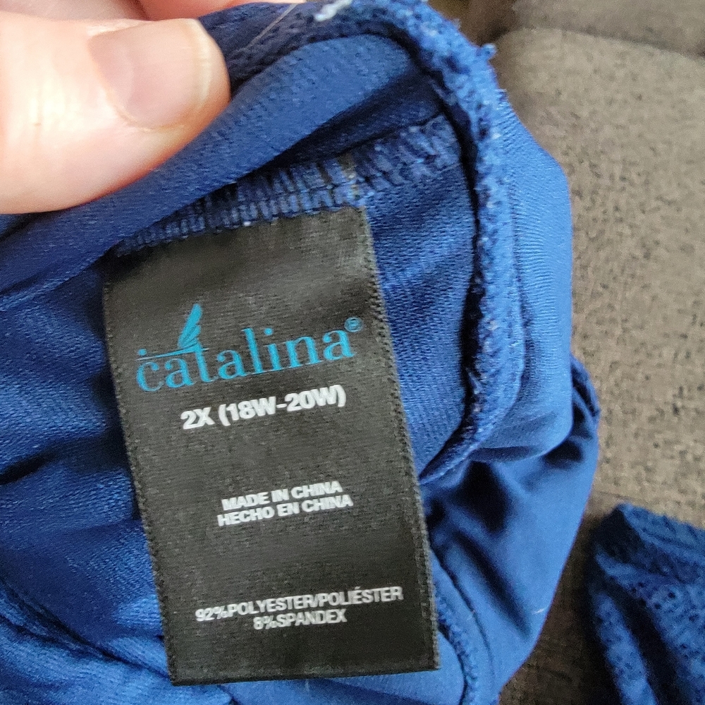 Women's blue 2X 18W-20W  swim suit, 2 piece, some fuzziness, good condition - Picture 5 of 5